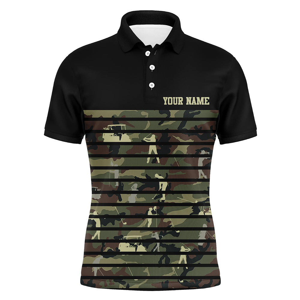 Green golf camo black Mens golf polo shirts custom name golf tops for mens, golfing gifts NQS5952