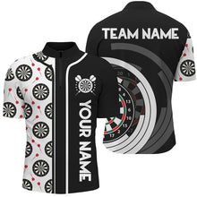 Load image into Gallery viewer, Black and White Dart Board Camo Custom Team Dart Polo, Quarter Zip Shirt For Men, Mens dart jersey NQS9202