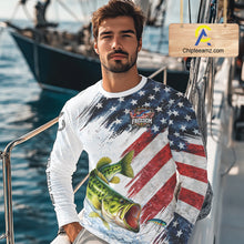 Load image into Gallery viewer, Custom 250 freedom anniversary US Flag Largemouth Bass fishing shirts patriotic Bass fishing jerseys NQS11481