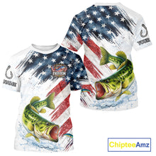 Load image into Gallery viewer, Custom 250 freedom anniversary US Flag Largemouth Bass fishing shirts patriotic Bass fishing jerseys NQS11481