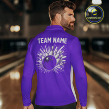 Load image into Gallery viewer, Purple and white Retro Bowling shirts For Men Custom team bowling jerseys gift for Bowlers NQS10145