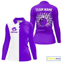 Load image into Gallery viewer, Purple and white Retro Bowling shirts For Women Custom team bowling jerseys gift for Bowlers NQS10145