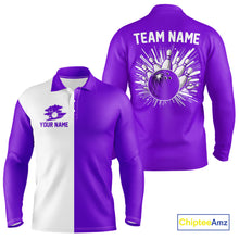 Load image into Gallery viewer, Purple and white Retro Bowling shirts For Men Custom team bowling jerseys gift for Bowlers NQS10145