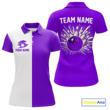 Load image into Gallery viewer, Purple and white Retro Bowling shirts For Women Custom team bowling jerseys gift for Bowlers NQS10145