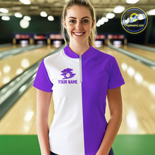 Load image into Gallery viewer, Purple and white Retro Bowling shirts For Women Custom team bowling jerseys gift for Bowlers NQS10145
