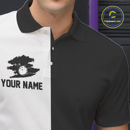 Black and white Retro Bowling shirts For Men Custom team bowling jerseys gift for Bowlers NQS10146