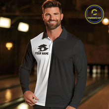 Load image into Gallery viewer, Black and white Retro Bowling shirts For Men Custom team bowling jerseys gift for Bowlers NQS10146