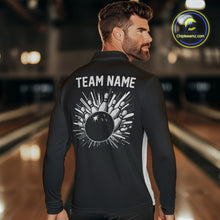 Load image into Gallery viewer, Black and white Retro Bowling shirts For Men Custom team bowling jerseys gift for Bowlers NQS10146