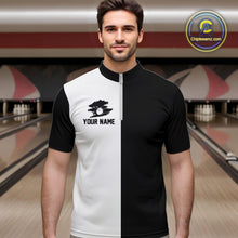 Load image into Gallery viewer, Black and white Retro Bowling shirts For Men Custom team bowling jerseys gift for Bowlers NQS10146