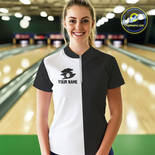 Load image into Gallery viewer, Black and white Retro Bowling shirts For Women Custom team bowling jerseys gift for Bowlers NQS10146