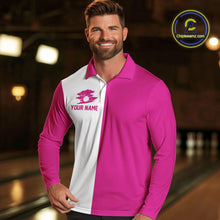 Load image into Gallery viewer, Pink and white Retro Bowling shirts For Men Custom team bowling jerseys gift for Bowlers NQS10147