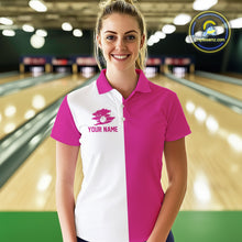 Load image into Gallery viewer, Pink and white Retro Bowling shirts For Women Custom team bowling jerseys gift for Bowlers NQS10147