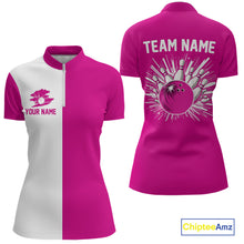 Load image into Gallery viewer, Pink and white Retro Bowling shirts For Women Custom team bowling jerseys gift for Bowlers NQS10147