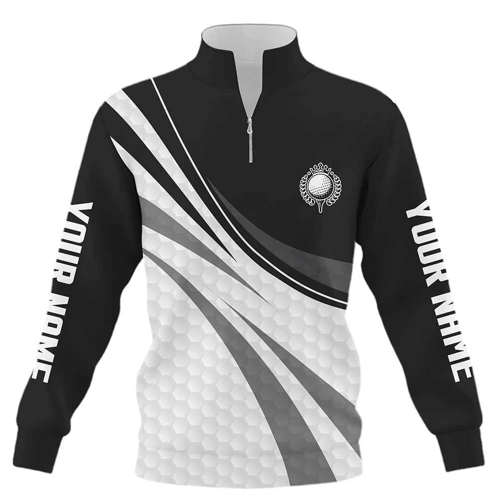 Black and white Quarter zip golf sweatshirt Custom black golf sweater golfer gifts NQS9207