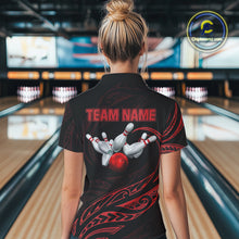 Load image into Gallery viewer, Black and Red Tribal Pattern Bowling Polo, Quarter Zip shirts For Women Custom Team Bowling Jerseys NQS10485