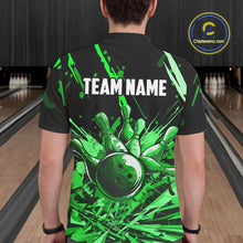 Load image into Gallery viewer, Green bowling jerseys Bowling Polo, 1/4 Zip Shirt for Men Custom Bowling Team shirts for bowlers NQS11084