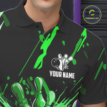 Load image into Gallery viewer, Green bowling jerseys Bowling Polo, 1/4 Zip Shirt for Men Custom Bowling Team shirts for bowlers NQS11084