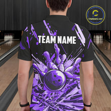 Load image into Gallery viewer, Purple bowling jerseys Bowling Polo, 1/4 Zip Shirt for Men Custom Bowling Team shirts for bowlers NQS11085