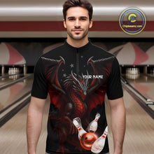 Load image into Gallery viewer, Custom Black And Red Dragon Bowling Shirts For Men, Team Bowling League Shirts NQS11090