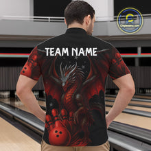 Load image into Gallery viewer, Black And Red Dragon Bowling Shirts For Men Custom Name Team Bowling League Jersey, Bowling Gifts NQS11091