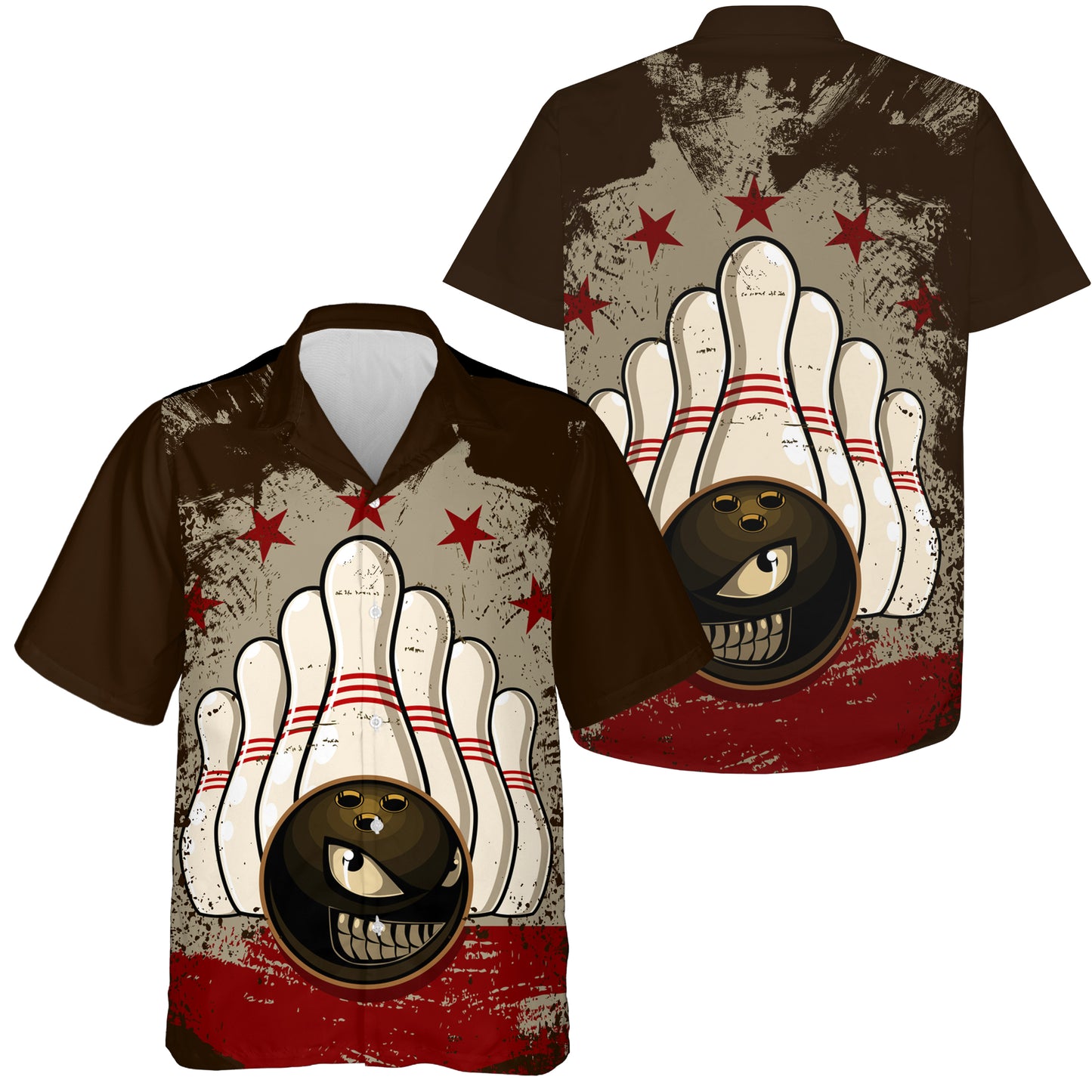 Custom Hawaiian bowling shirt for men – personalized team jersey front view