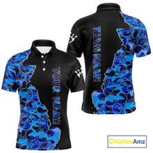 Load image into Gallery viewer, Black and Blue Camo Team Bowling Shirts For Men Custom bowling shirts with name, Team Bowling Jerseys NQS11508