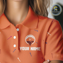 Load image into Gallery viewer, Womens golf polo shirts custom orange Ice Cream Melting On Golf Ball, golf gifts for ladies NQS9989