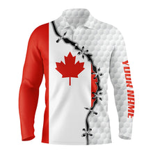 Load image into Gallery viewer, Mens golf polo shirts Canadian flag white golf ball skin pattern custom patriot team golf shirts NQS5787