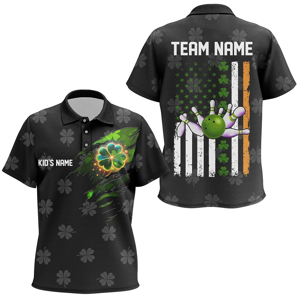 Black camo clovers American Flag Kid polo shirts Custom St Patrick Day team bowling jerseys NQS8311