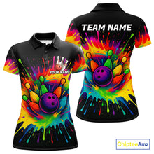Load image into Gallery viewer, Colorful bowling jerseys Bowling Polo, 1/4 Zip Shirt for Women Custom Bowling Team shirts for bowlers NQS10696