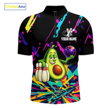 Load image into Gallery viewer, Colorful bowling jerseys funny avocado Bowling Shirts for Men Custom Bowling Team shirts for bowlers NQS11520