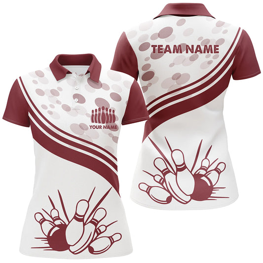 Custom white bowling shirt for women – personalized team jersey front view