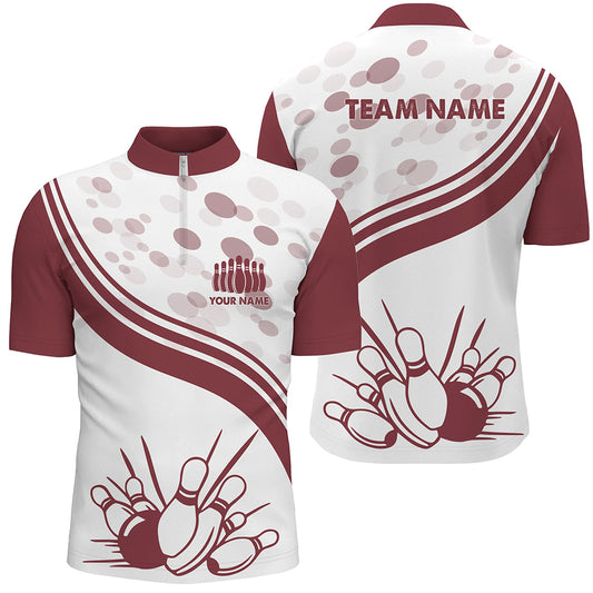 Custom white bowling shirt for men – personalized team jersey front view