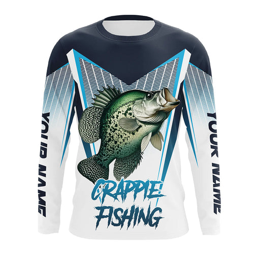 Personalized Crappie fishing 3D All Over Printed Long Sleeve Shirts, Crappie Tournament Fishing Jersey NQS7666