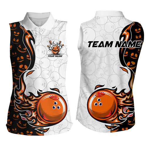 Halloween pattern Womens bowling Sleeveless Polo shirts custom Team bowling jerseys bowling outfits NQS8090