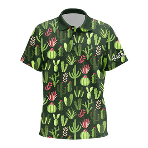 Personalized Colorful cactus pattern Kid golf polo shirt custom cactus golf shirt, golfer gifts NQS8321