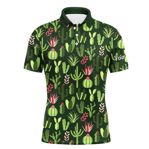 Personalized Colorful cactus pattern mens golf polo shirts custom cactus golf shirt, golfer gifts NQS8321