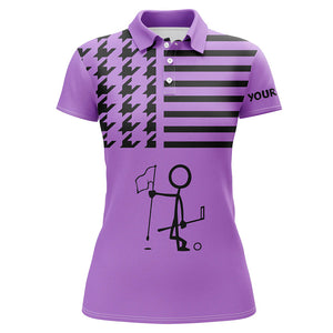 Funny Black and purple Icon Golfer Women golf polo shirts Custom golf tops for ladies NQS8757