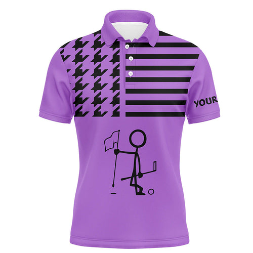 Funny Black and purple Icon Golfer Mens golf polo shirts Custom golf tops for mens NQS8757