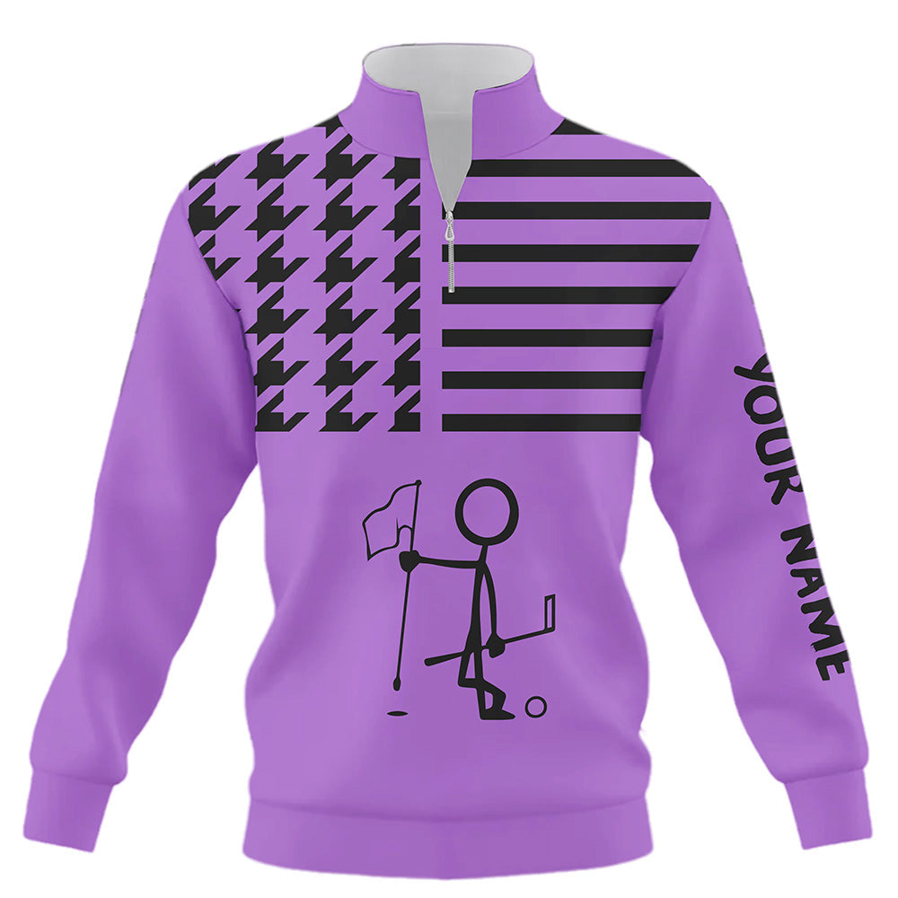 Funny Black and purple Icon Golfer Quarter zip golf sweatshirt Custom golf tops sweater NQS8757