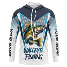 Load image into Gallery viewer, Personalized Walleye fishing Tournament Long Sleeve Fishing Shirts, Walleye Fishing Jersey | Blue NQS9225