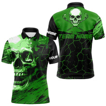 Load image into Gallery viewer, Black and Green Skull Golf Custom Men golf polo shirts, personalized golf tournament jerseys for team NQS9585