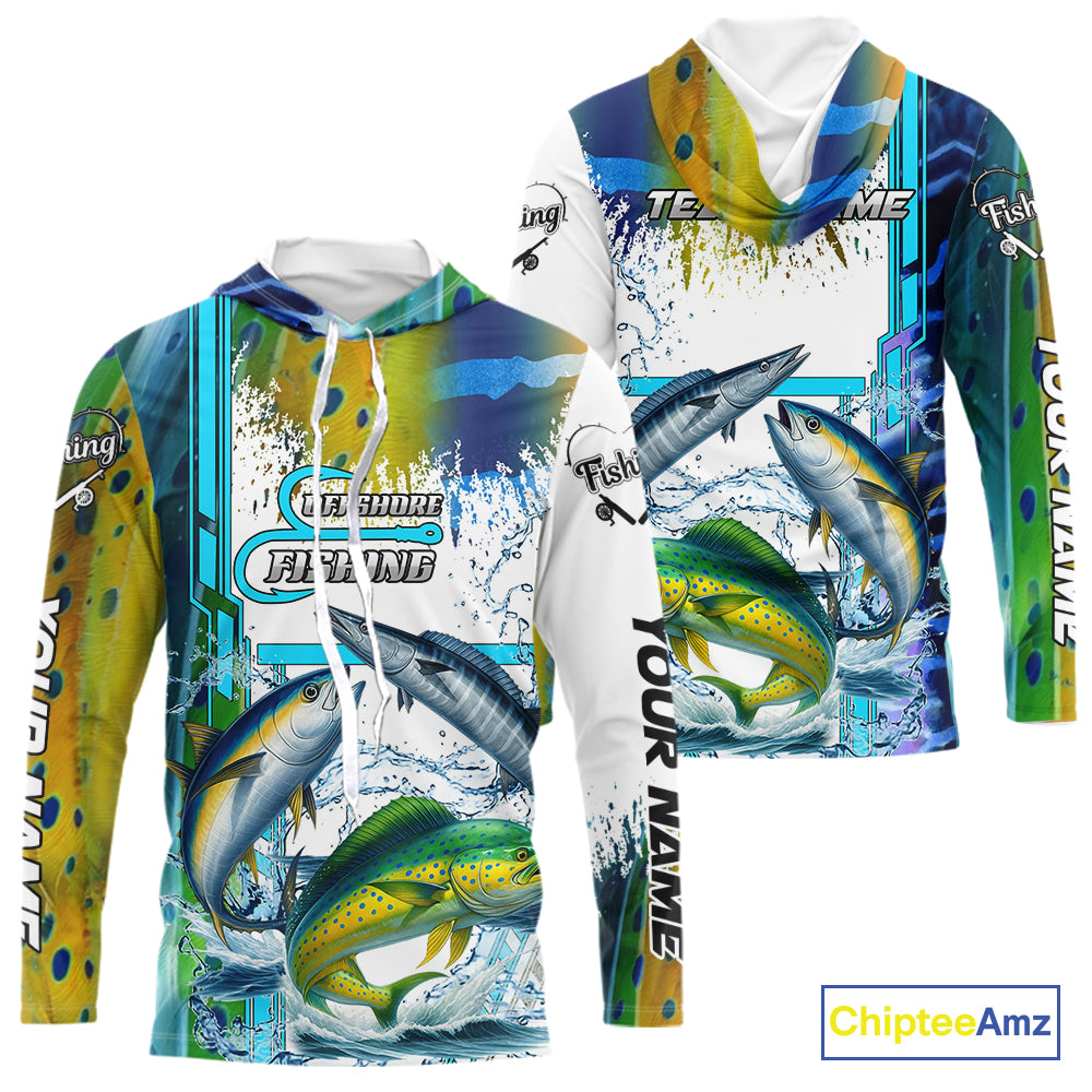 Mahi Mahi, Wahoo, Tuna slam fishing scales custom fishing team jerseys, Offshore fishing apparel NQS9997
