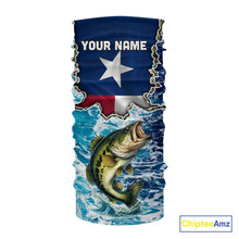 Load image into Gallery viewer, Texas Bass Fishing blue ocean camo custom Largemouth Bass long sleeves performance fishing shirts NQS9999