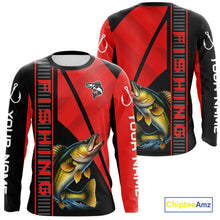 Load image into Gallery viewer, Black and red Walleye Fishing Custom UV protection Long sleeve fishing shirts For Men, Women NQS10161