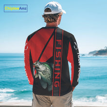 Load image into Gallery viewer, Black and red Crappie Fishing Custom UV protection Long sleeve fishing shirts For Men, Women NQS10162