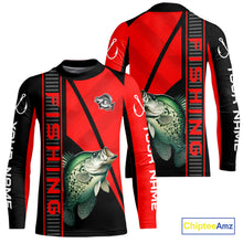 Load image into Gallery viewer, Black and red Crappie Fishing Custom UV protection Long sleeve fishing shirts For Men, Women NQS10162