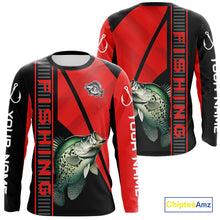 Load image into Gallery viewer, Black and red Crappie Fishing Custom UV protection Long sleeve fishing shirts For Men, Women NQS10162