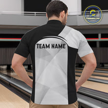 Load image into Gallery viewer, Black and White Funny Skull reaper Bowling Polo, 1/4 Zip Shirts For Men Custom Team Bowling Jersey NQS11100