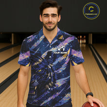 Load image into Gallery viewer, Blue and Purple watercolor Tiger Bowling Hawaiian Shirt Custom bowling Team outfit NQS11308